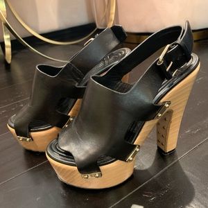 GIVENCHY wood platform heels in black